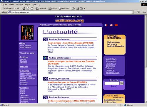 Nouvel Unifrance.org - Unifrance.org en 2001 Nouvel Unifrance.org - Unifrance.org en 2001