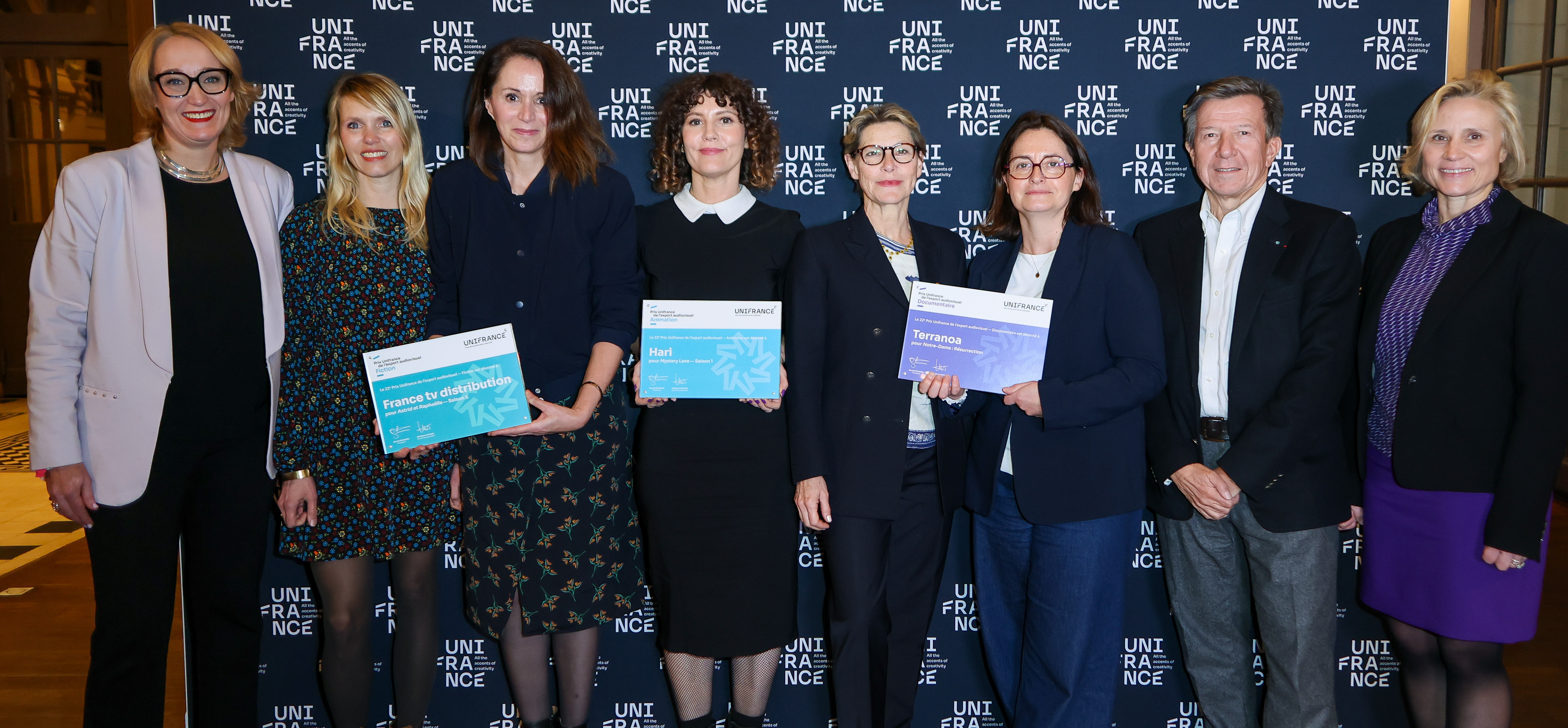 Les lauréats des 22es Prix Unifrance de l’export audiovisuel - © JP Pariente Les lauréats des 22es Prix Unifrance de l’export audiovisuel - © JP Pariente