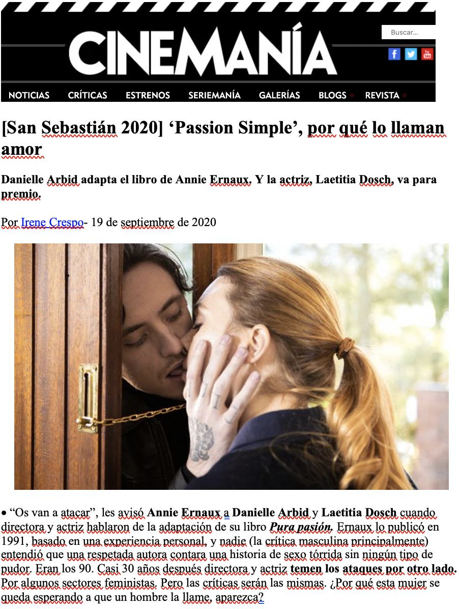 Revue de presse - Septembre 2020 Revue de presse - Septembre 2020