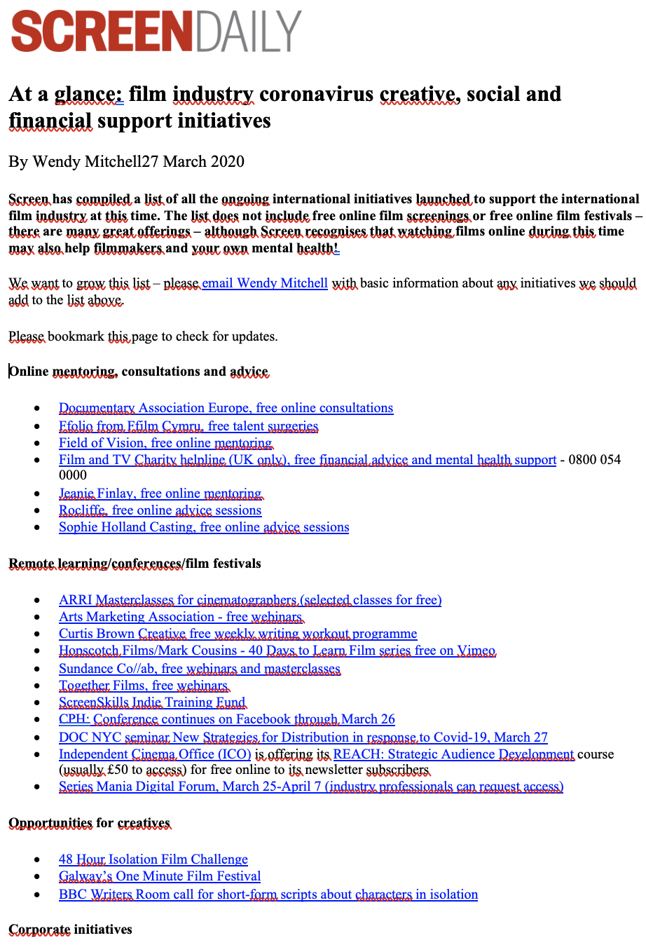 Revista de prensa – Marzo del 2020 Revista de prensa – Marzo del 2020