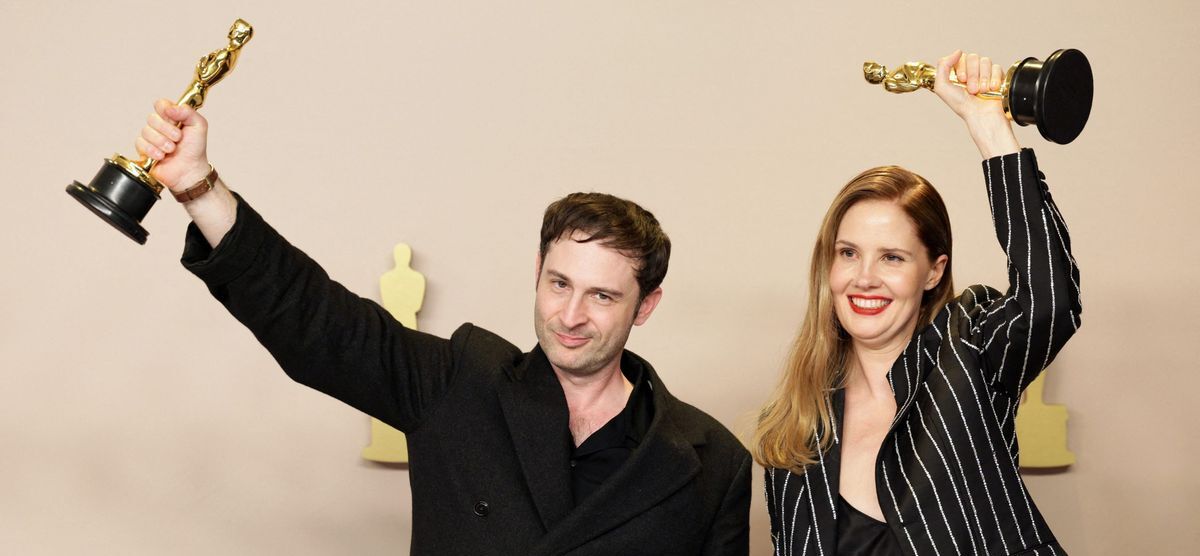 Justine Triet and Arthur Harari take home the Oscar for Best Original Screenplay for "Anatomy of a Fall." Justine Triet and Arthur Harari take home the Oscar for Best Original Screenplay for "Anatomy of a Fall."