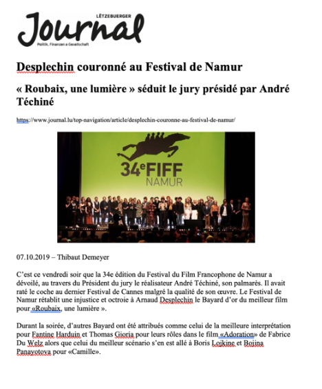 Revue de presse - Octobre 2019 Revue de presse - Octobre 2019