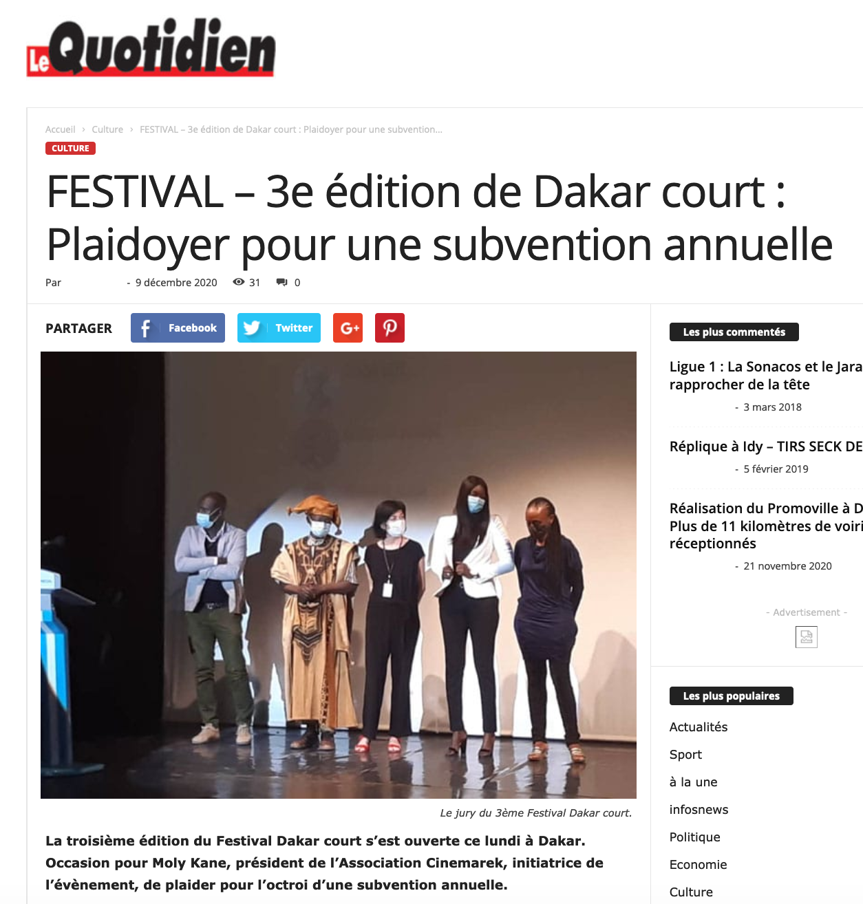 Revista de prensa -Diciembre del 2020 Revista de prensa -Diciembre del 2020