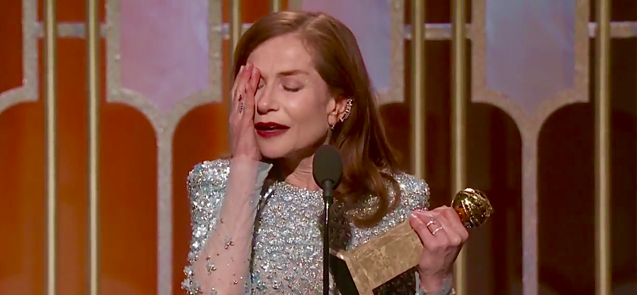 Isabelle Huppert recibe el Globo de Oro de la Mejor Actriz por el largometraje Elle Isabelle Huppert recibe el Globo de Oro de la Mejor Actriz por el largometraje Elle