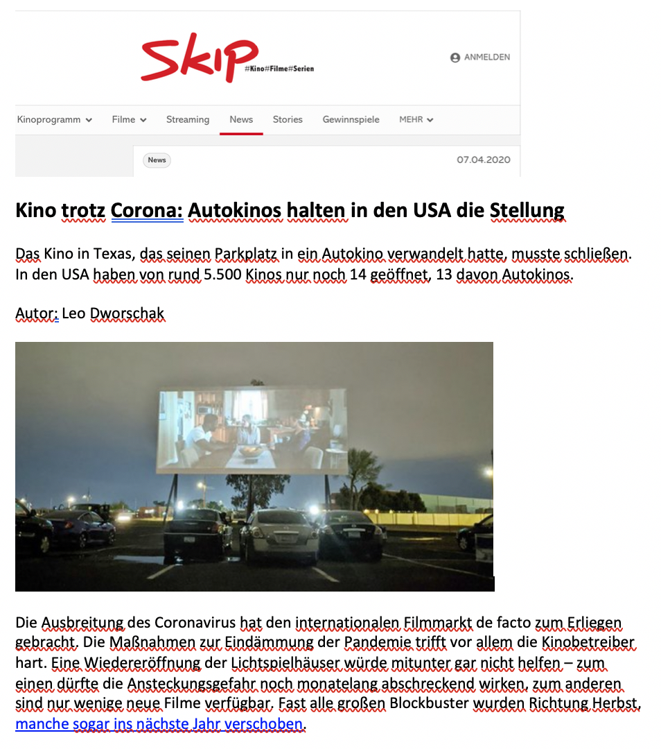 Revue de presse - Avril 2020 Revue de presse - Avril 2020