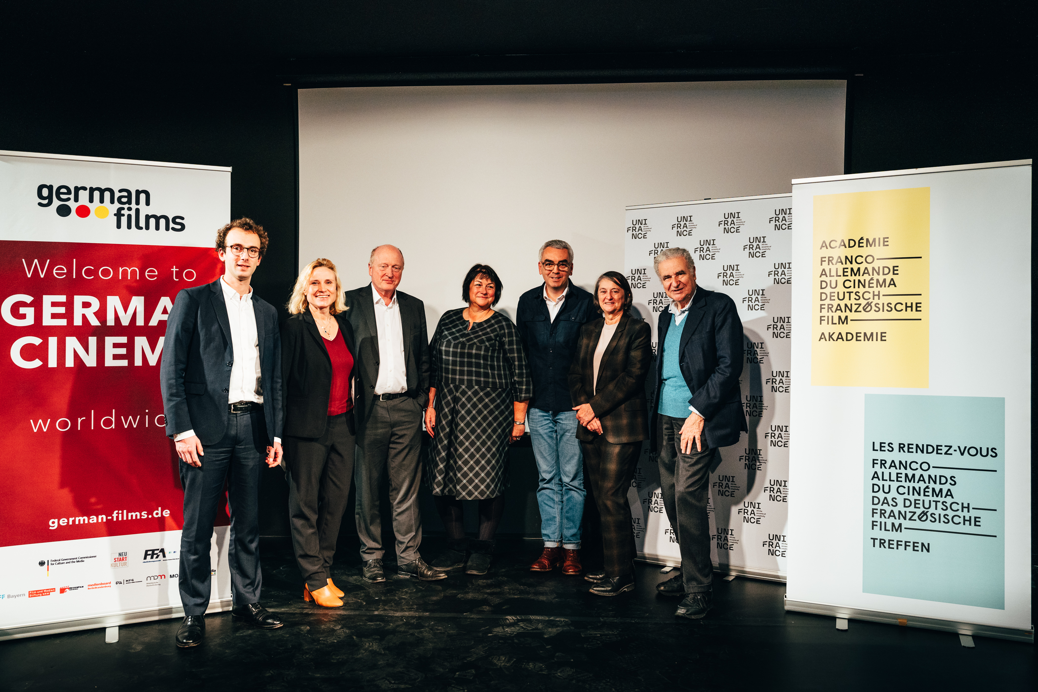 A successful start to the 22nd French Film Week in Berlin - De g. à dr. : Jérémie Kessler (CNC), Daniela Elstner (Unifrance), Peter Dinges (FFA), Simone Baumann (German Films), Erwin Schmidt, Marie Masmonteil (Académie franco-allemande du cinéma), Serge Toubiana (Unifrance) - © @lukasklosephoto A successful start to the 22nd French Film Week in Berlin - De g. à dr. : Jérémie Kessler (CNC), Daniela Elstner (Unifrance), Peter Dinges (FFA), Simone Baumann (German Films), Erwin Schmidt, Marie Masmonteil (Académie franco-allemande du cinéma), Serge Toubiana (Unifrance) - © @lukasklosephoto